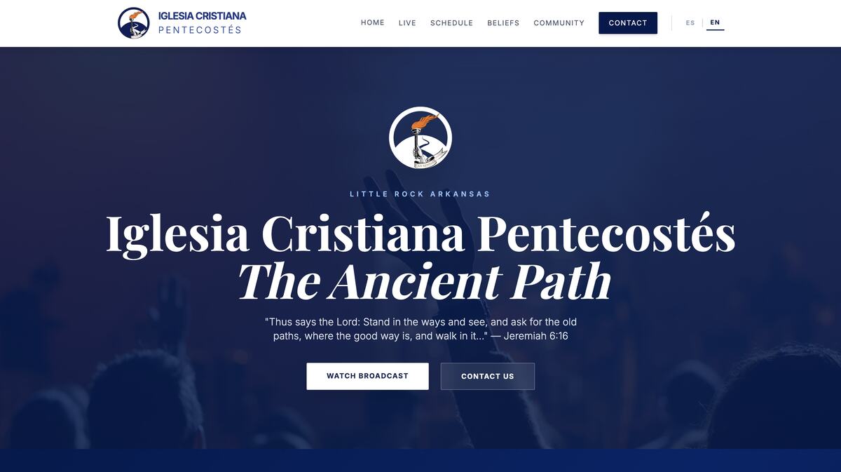 Sitio web de Iglesia Cristiana Pentecostes, Ministerio Las Sendas Antiguas, disenado por Medios Corporativos